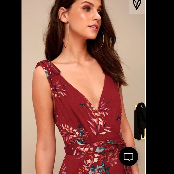 Amal Burgundy Floral Print Wrap Maxi Dress - Picture 3 of 5